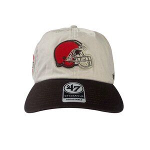 Cleveland Browns Hat One Size Brown White New 47 Clean Up NFL